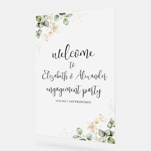 アクリル婚約ウェルカムパーティー標識 |緑 アクリルサイン (傾斜)
