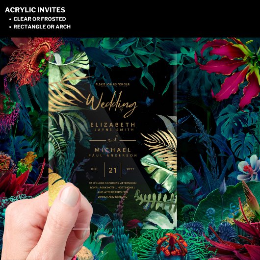 アクリル式がトロピカル金ゴールドリーフビーチを誘う アクリル招待状