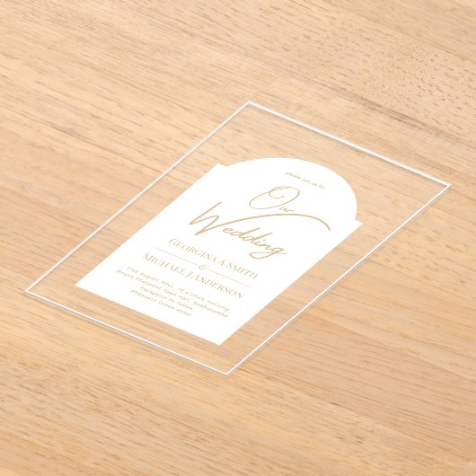 アクリル式で白金ゴールドをユニークモダン誘う アクリル招待状 (レイダウン)