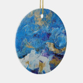 アクリル抽象芸術ブルーと金ゴールド1 セラミックオーナメント (右)