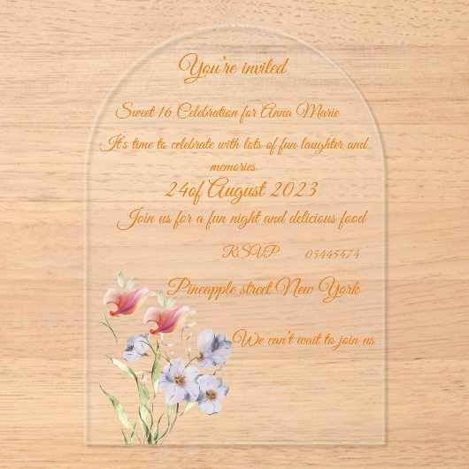 アクリル招待状 (正面)