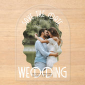 アクリル救製写真日モダン白エレガント文字 アクリル招待状 (正面)