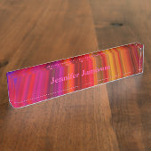 アクリル机用ネームプレート、ピンク、赤、紫 デスクネームプレート (側面)