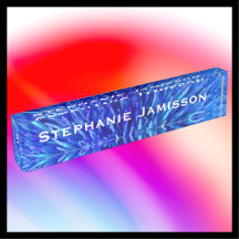 アクリル机用ネームプレート、ブルー抽象芸術