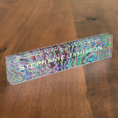 アクリル机用ネームプレート、レトロ抽象芸術 デスクネームプレート (側面)