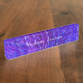 アクリル机用ネームプレート、紫抽象芸術 デスクネームプレート (側面)