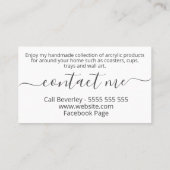 アクリル樹脂アーティスト手作りホームデコール 名刺 (裏面)