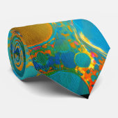 アクリル油ターコイズ金ゴールドレッドブルー抽象芸術アート ネクタイ (ロール)