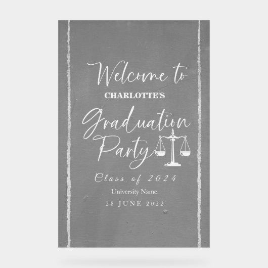 アクリル法律学校卒業ウェルカムパーティーサイン アクリルサイン (正面)