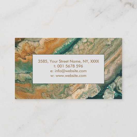 アクリル流しの抽象芸術エメラルド海岸線ビ ジネス 名刺 (裏面)
