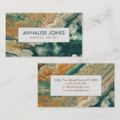 アクリル流しの抽象芸術エメラルド海岸線ビ   ジネス 名刺 (正面/裏面)