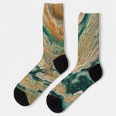 アクリル流し抽象芸術エメラルド海岸線 ソックス (左)