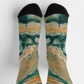 アクリル流し抽象芸術エメラルド海岸線 ソックス (上部)