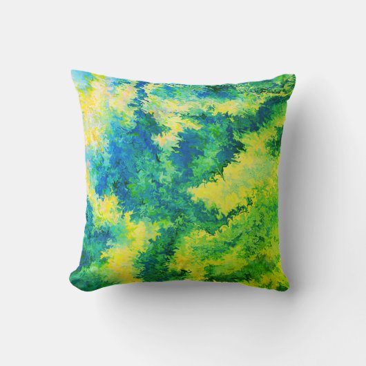 アクリル流し，青，緑，黄，結晶/ クッション (正面)