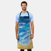 アクリル海とビーチ絵画のスケッチ台 エプロン (着用した状態)