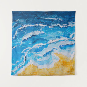 アクリル海とビーチ絵画のスケッチ台 タペストリー