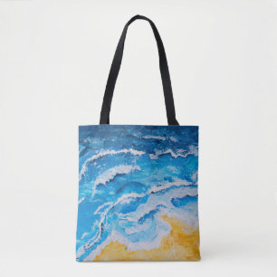 アクリル海とビーチ絵画のスケッチ台 トートバッグ