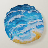 アクリル海とビーチ絵画のスケッチ台 ラウンドクッション (裏面)