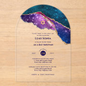 アクリル澄んバー(ユダヤ教の)バル・ミツバー銀河系スターリーナイトブルー アクリル招待状 (正面)