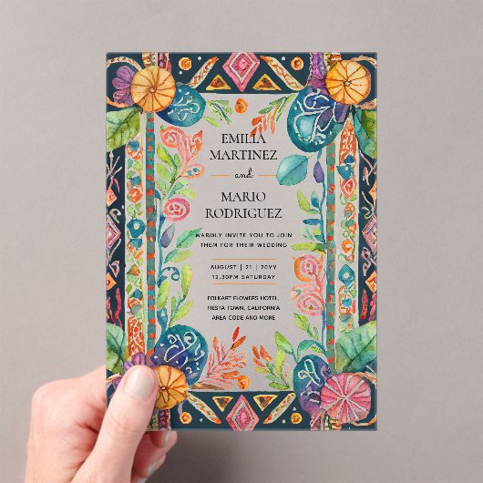 アクリル澄んフィエスタ民俗結婚フローラ予算 アクリル招待状 (インサイチュ (ポータブル))