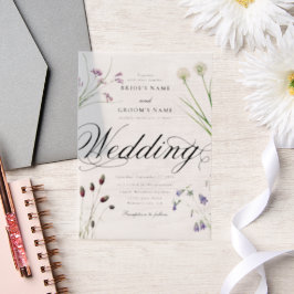 アクリル澄んフローラ結婚ズ ベラム紙招待状