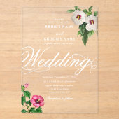 アクリル澄ん系熱帯ハイビ結婚スカス アクリル招待状 (正面)