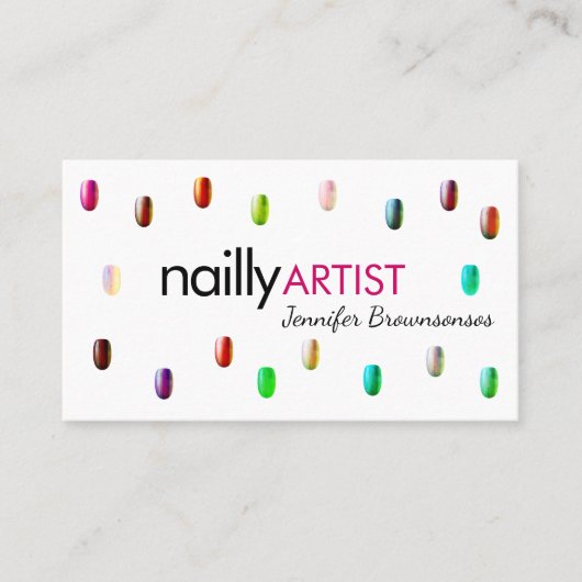 アクリル爪、 ネイルアーティストメイクエレガントアップ 名刺 (正面)