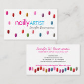 アクリル爪、 ネイルズアーティストメイクアップピンクブルー 名刺 (正面/裏面)