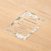 アクリル白フローラ結婚ズ アクリル招待状 (レイダウン)