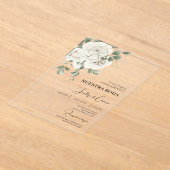 アクリル白色フローラスペインの結婚式招待状 アクリル招待状 (レイダウン)