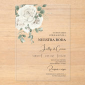 アクリル白色フローラスペインの結婚式招待状 アクリル招待状 (正面)