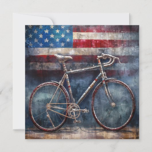 アクリル系アメリカ国旗の背景にレーシングバイク (正面)