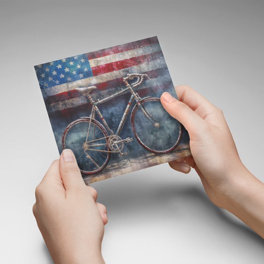 アクリル系アメリカ国旗の背景にレーシングバイク