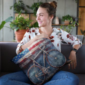 アクリル系アメリカ国旗の背景にレーシングバイク クッション