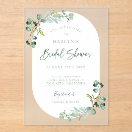 アクリル系ユーカリブライダルシャワーパーティの招待状 アクリル招待状