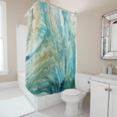 アクリル系抽象芸術ターコイズ海岸 シャワーカーテン (インサイチュ)
