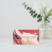 アクリル系抽象芸術レッドとマホガニー 名刺 (スタンド正面)