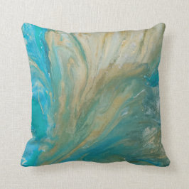 アクリル系流動抽象芸術ターコイズ沿岸 クッション