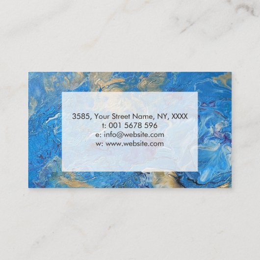 アクリル系流動抽象芸術ブルースと金ゴールド 名刺 (裏面)