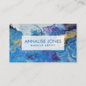 アクリル系流動抽象芸術ブルースと金ゴールド 名刺 (正面)