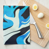 アクリル系青色黒色の液状抽象芸術パターン キッチンタオル (四つ折り)