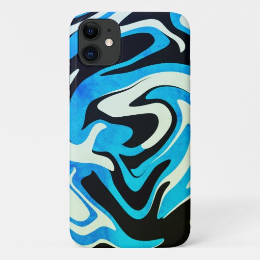 アクリル系青色黒色の液状抽象芸術パターン Case-Mate iPhoneケース (裏面)