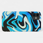 アクリル系青色黒色の液状抽象芸術パターン Case-Mate iPhoneケース (裏面(横))