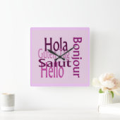 アクリル紫色の壁時計 スクエア壁時計 (ホーム)