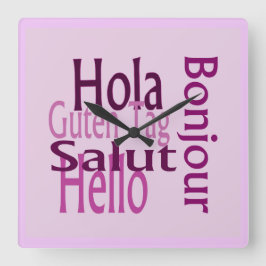 アクリル紫色の壁時計 スクエア壁時計