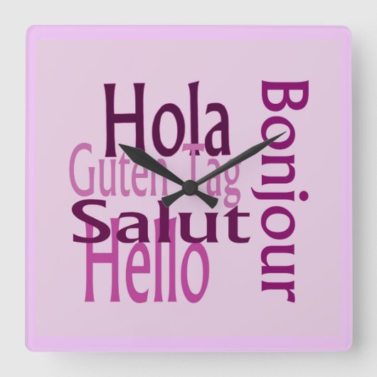 アクリル紫色の壁時計 スクエア壁時計 (正面)