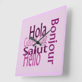 アクリル紫色の壁時計 スクエア壁時計 (傾斜)