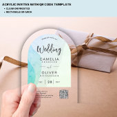 アクリル結婚のシーガラス抽象芸術QRコードRSVP アクリル招待状