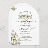 アクリル結婚の緑と花招待状 招待状 (正面/裏面)