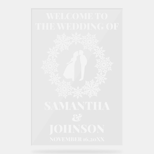 アクリル結婚スノーフレークの歓迎サイン アクリルサイン (正面)